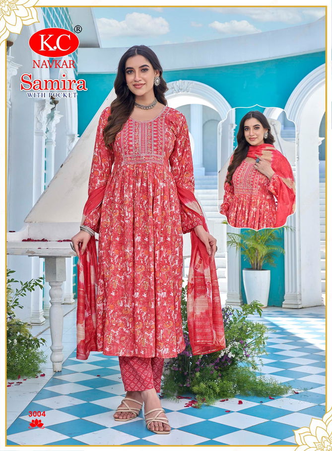 Samira 3 By Kc Capsul Foil Printed Kurti With Bottom Dupatta Wholesale Price In Surat
